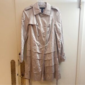 INC International Concepts beige trenchcoat button front jacket size small NWT